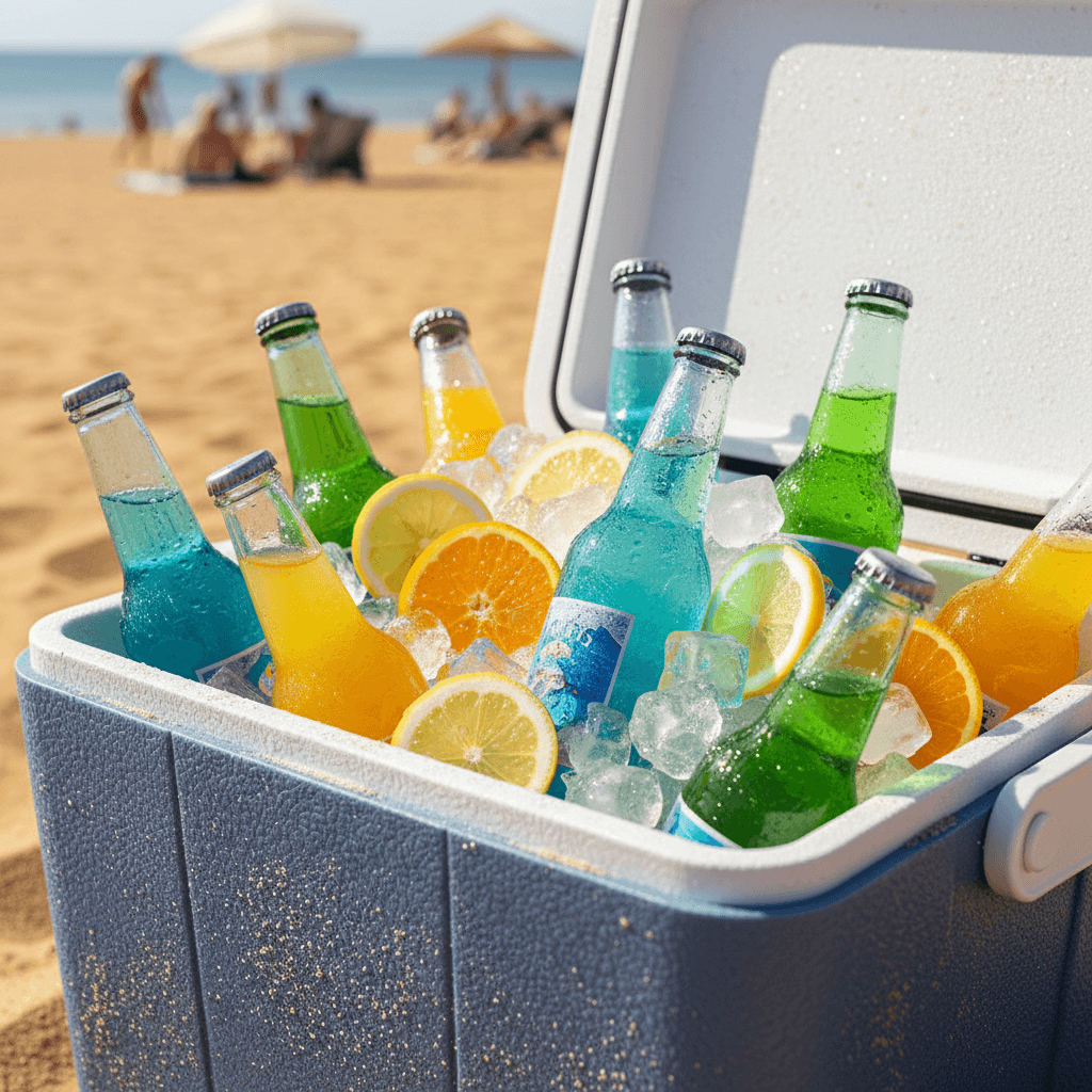 Soft cooler bag packed for hiking trip