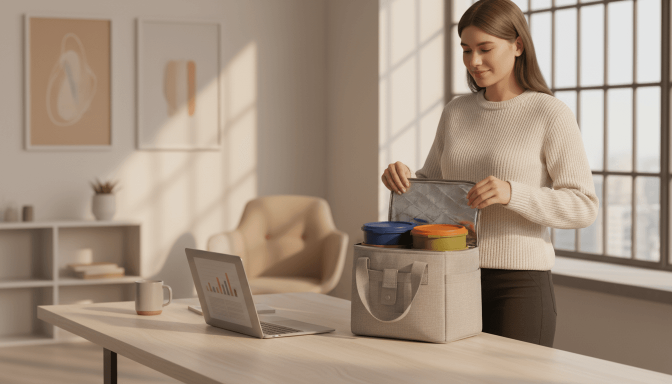Soft cooler with zipper detail and carry straps at picnic table