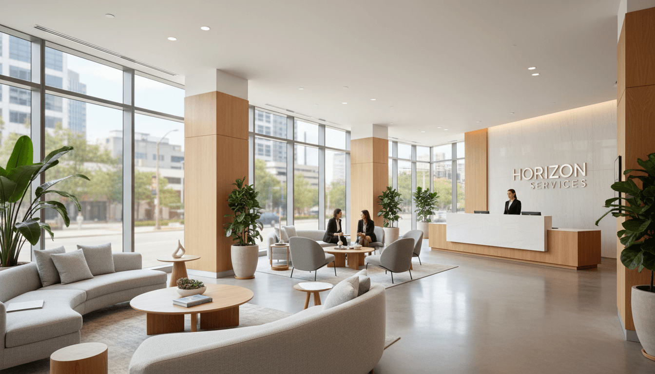 modern office lobby reception area